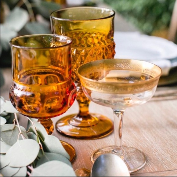 Vintage Green Goblets Set Wedding Party Glasses - Picture 6 of 6